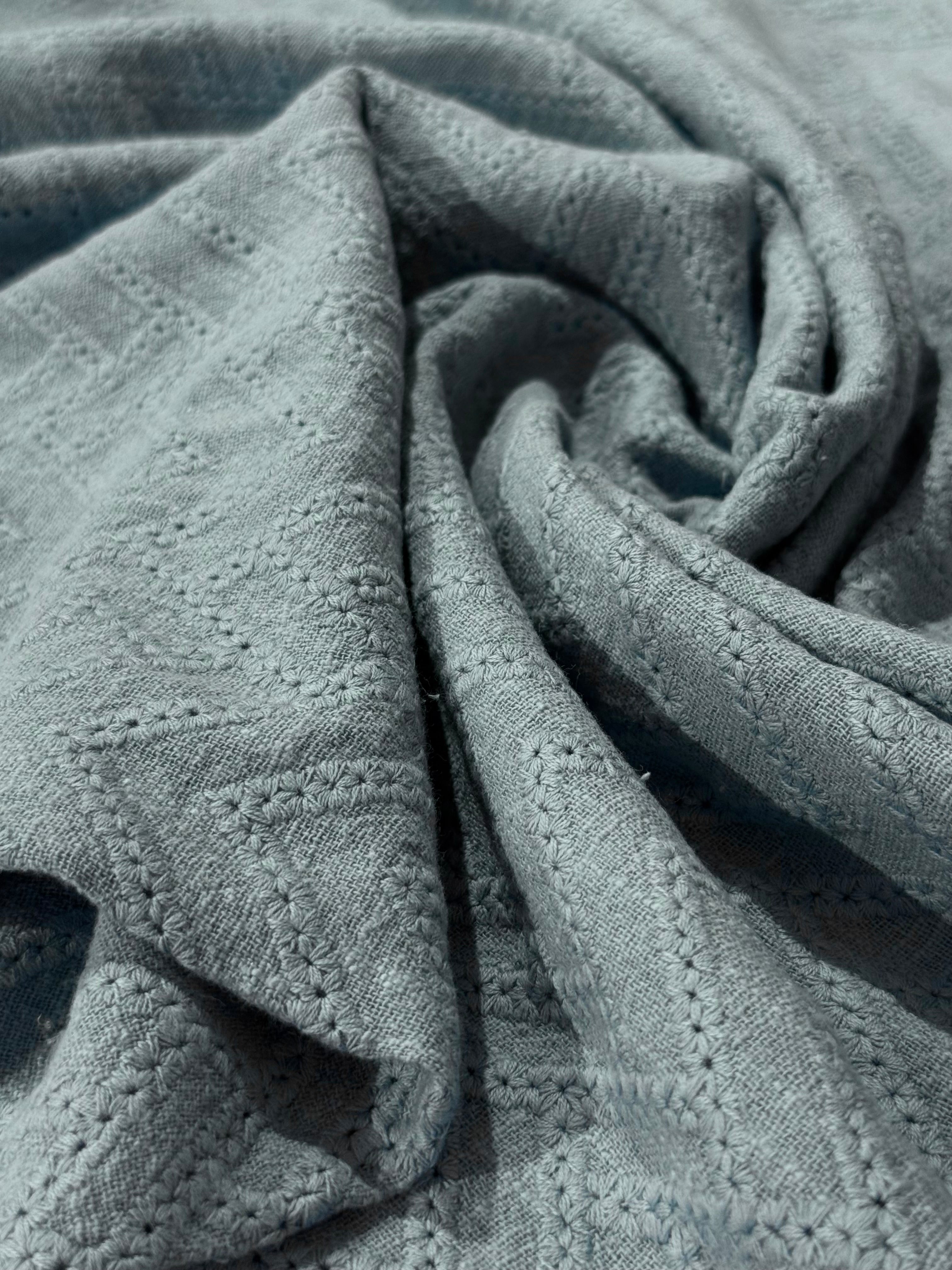 Sea Foam Embroidered Cotton