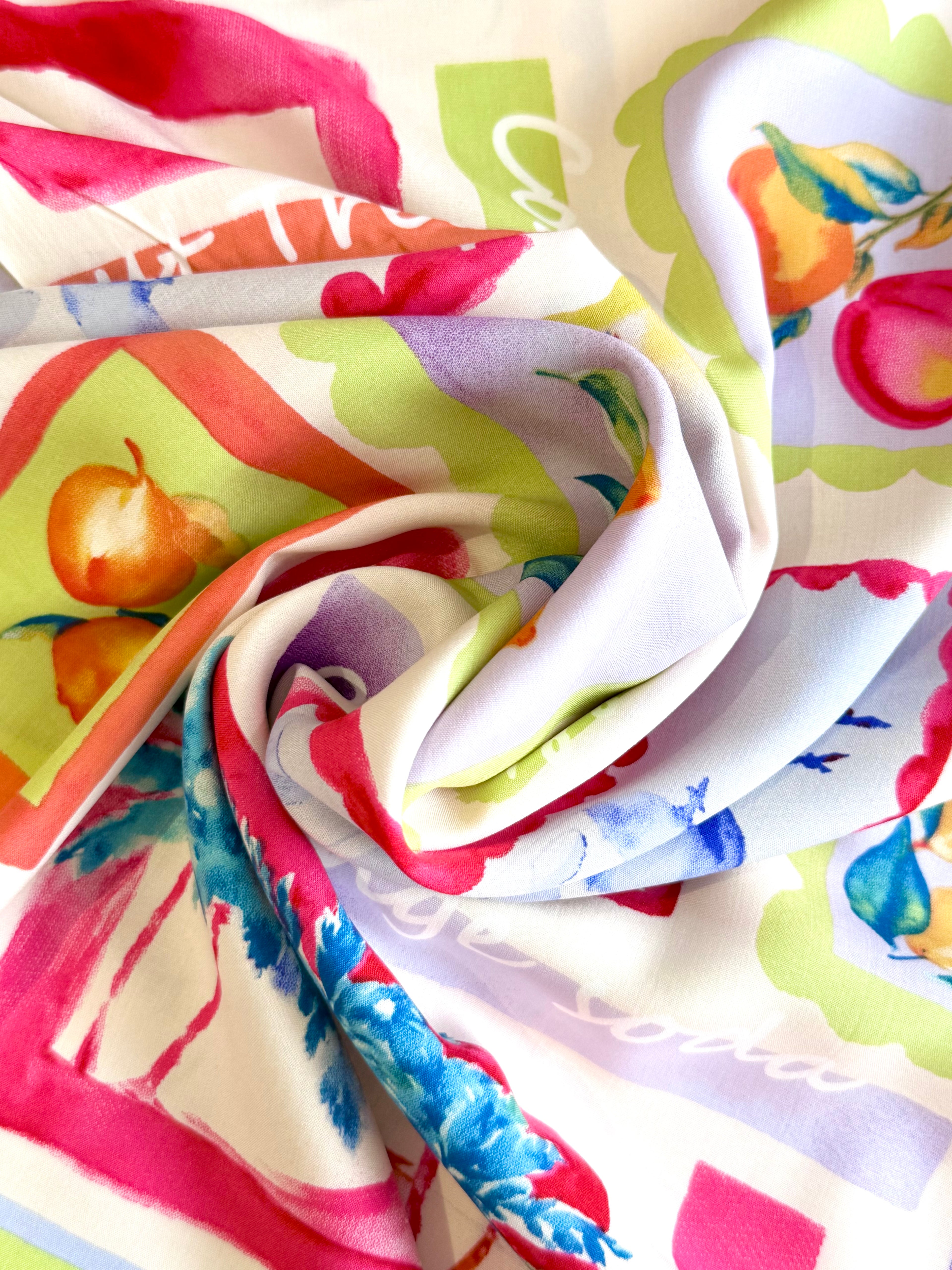Postcards From The Med Viscose Poplin