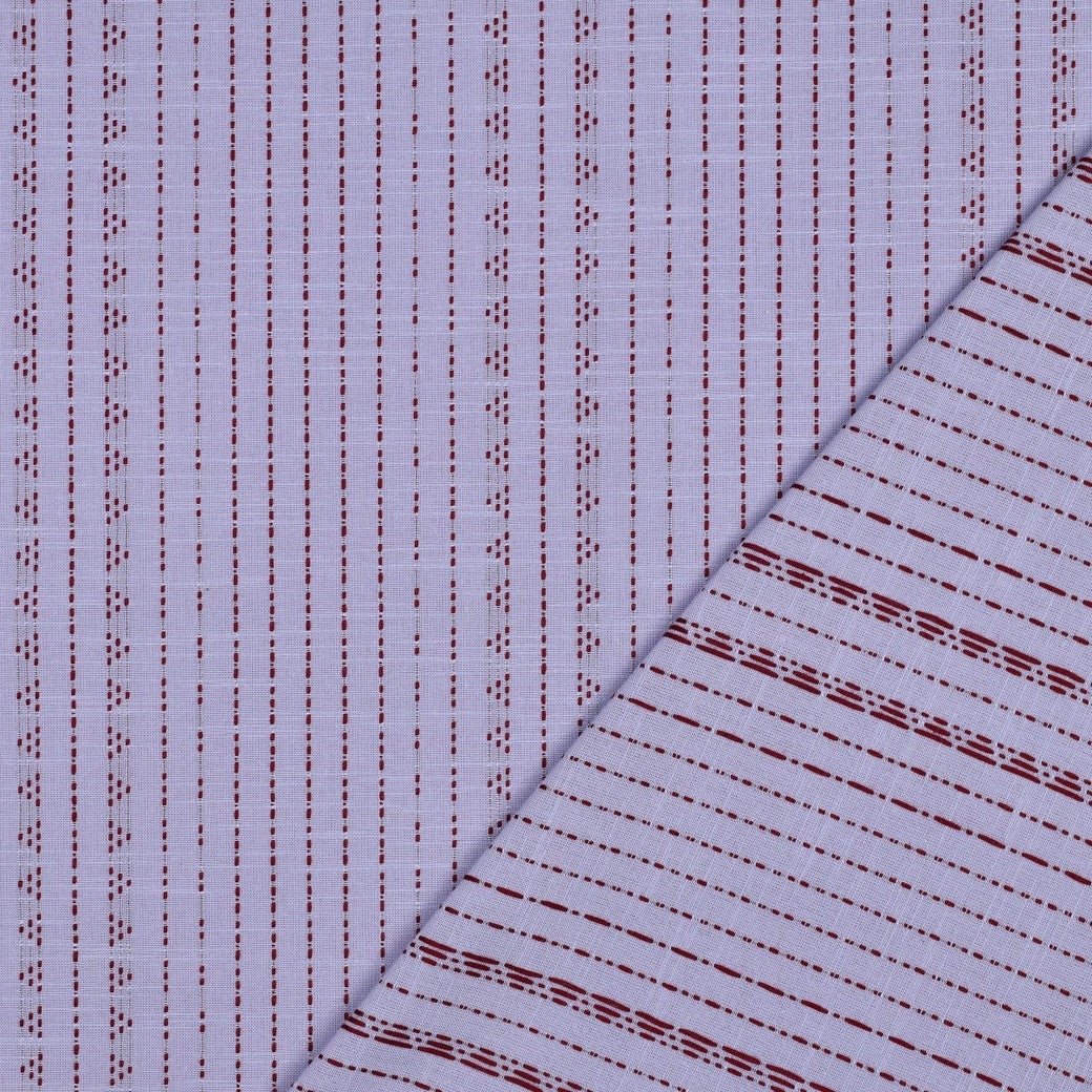 Lilac Dot Dash Stripe Yarn Dyed Cotton