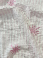 Palm Embroidery Cotton Double Gauze -  Pink