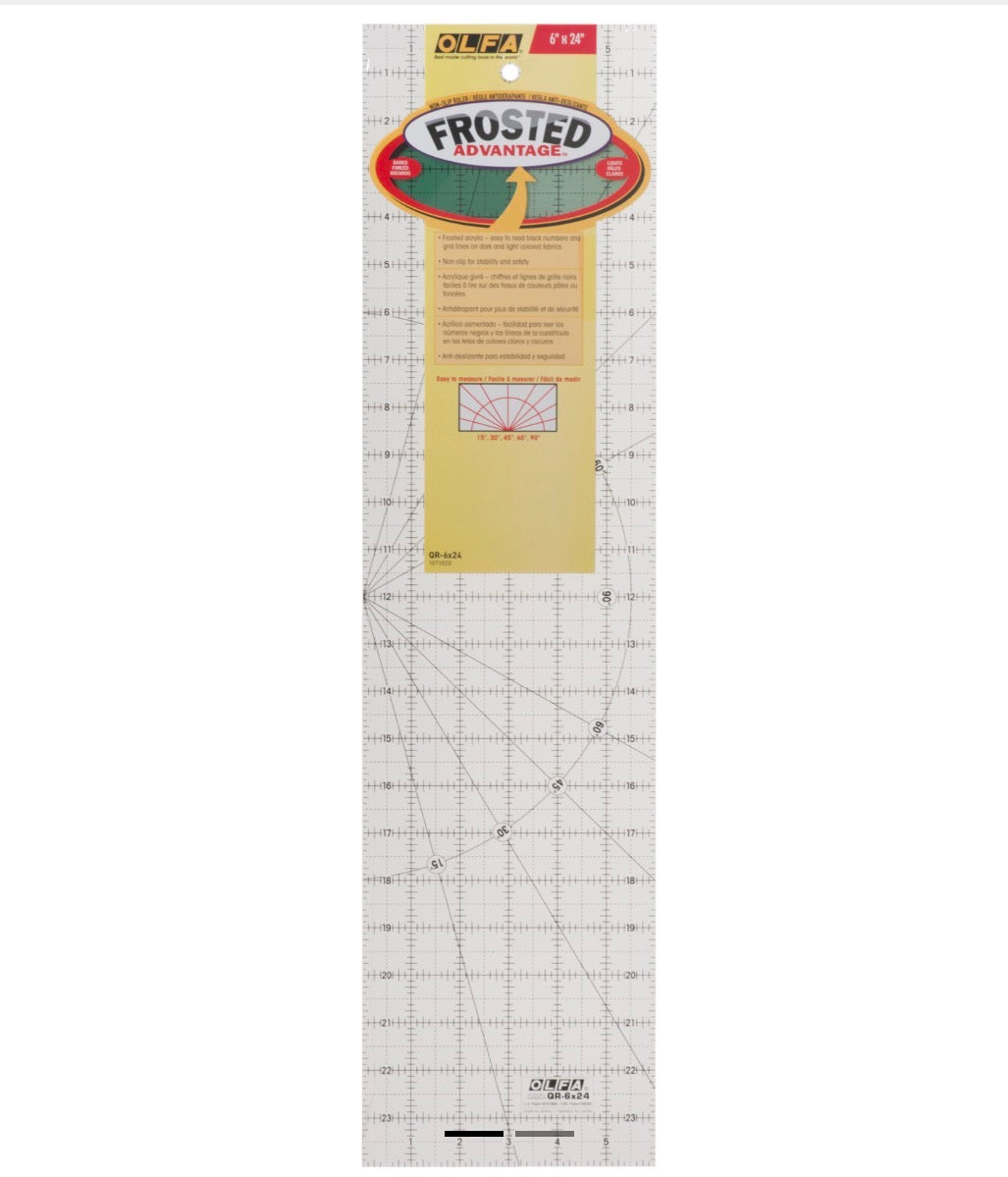 Patchwork Ruler 24” x 6” Inch QR624 - Frosted Non Slip By Olfa