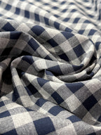 Blue & Grey Check Yarn-Dyed Oxford Cotton – Ex Paul Smith Deadstock