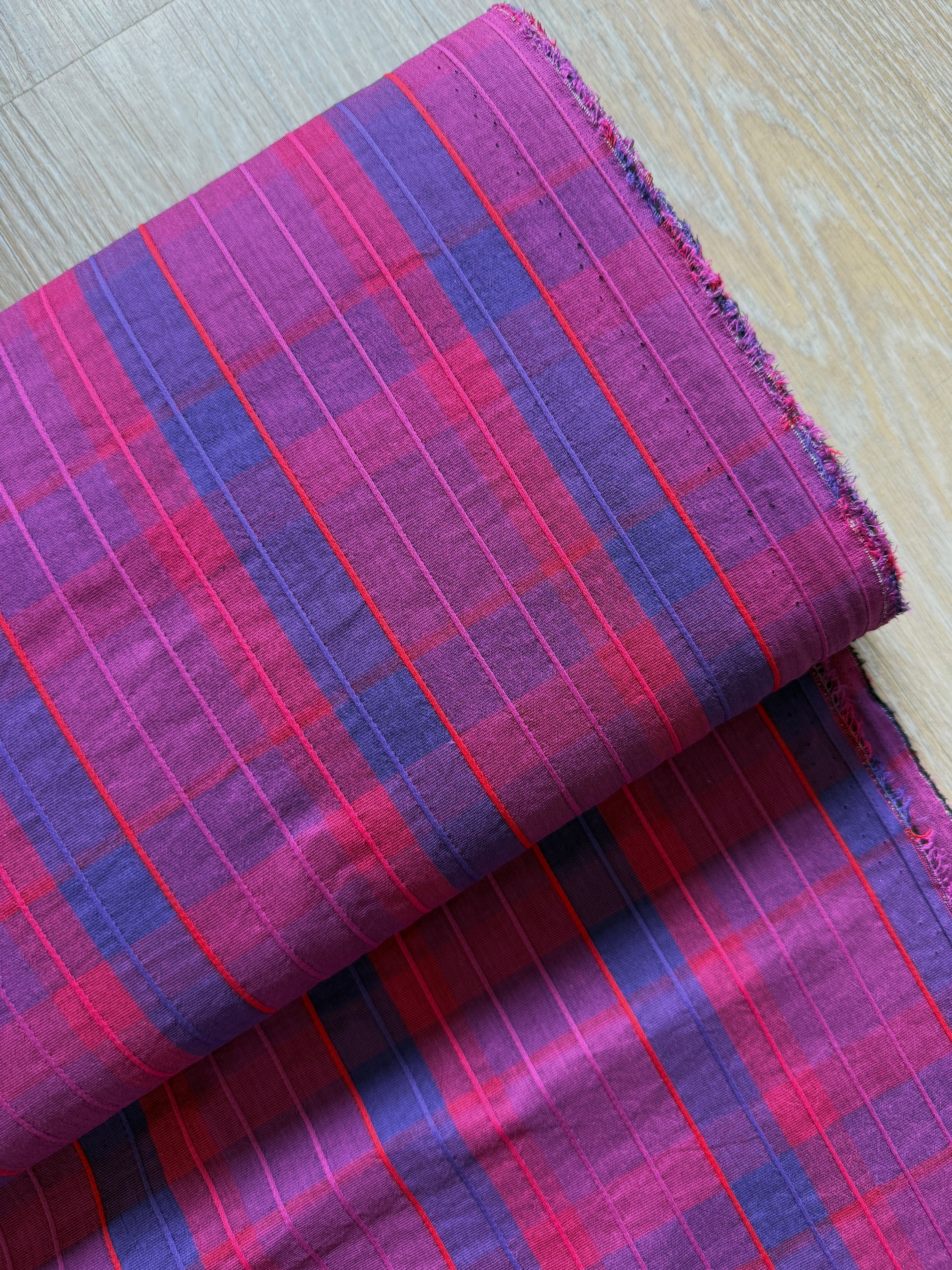 Fuchsia & Indigo Yarn Dyed Textured Check