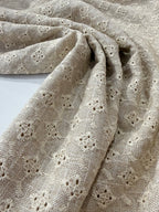 Embroidered Cutwork Viscose, Linen & Cotton Blend - Oatmeal