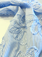 Blue And White Stripe Tickertape Flowers Cotton