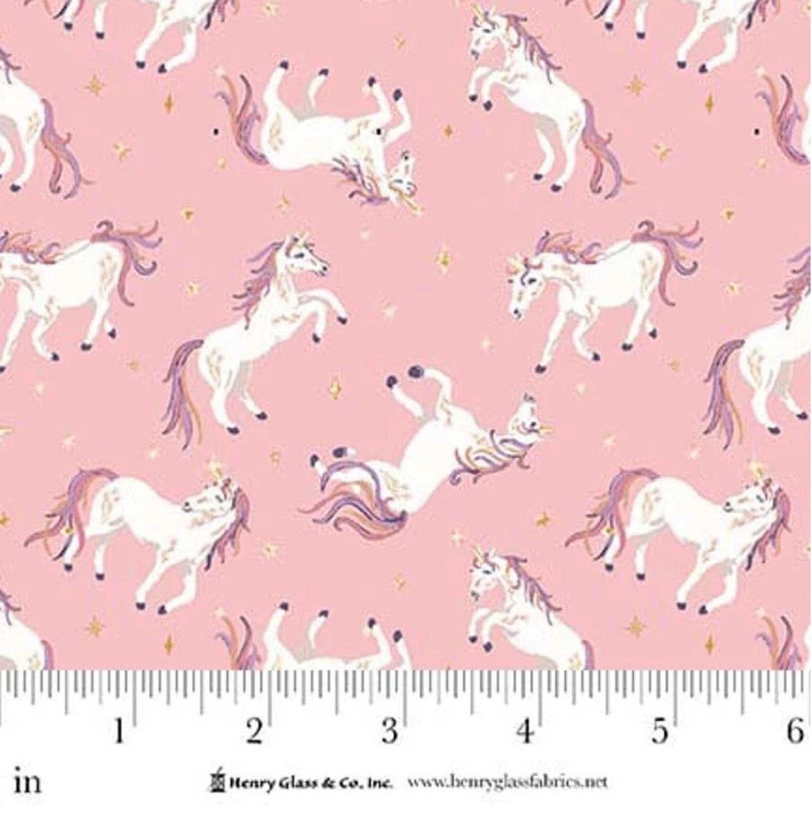 My Darling Unicorn - Tossed Pink Unicorn HG2275-22 By Karissa Schulten For Henry Glass