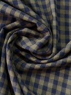 Koushi Gingham Check Japanese Yarn-Dyed Cotton Chambray by Lady McElroy - Olive