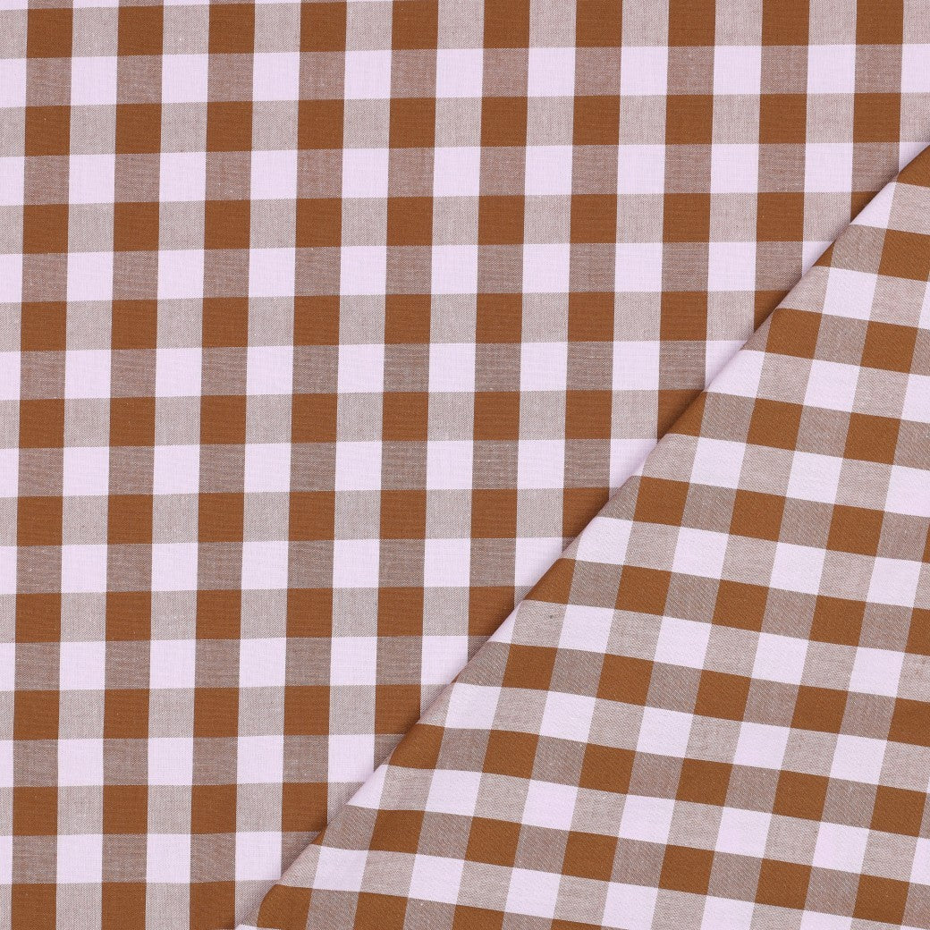 Chocolate Brown And Lilac Yarn-Dyed Cotton Check