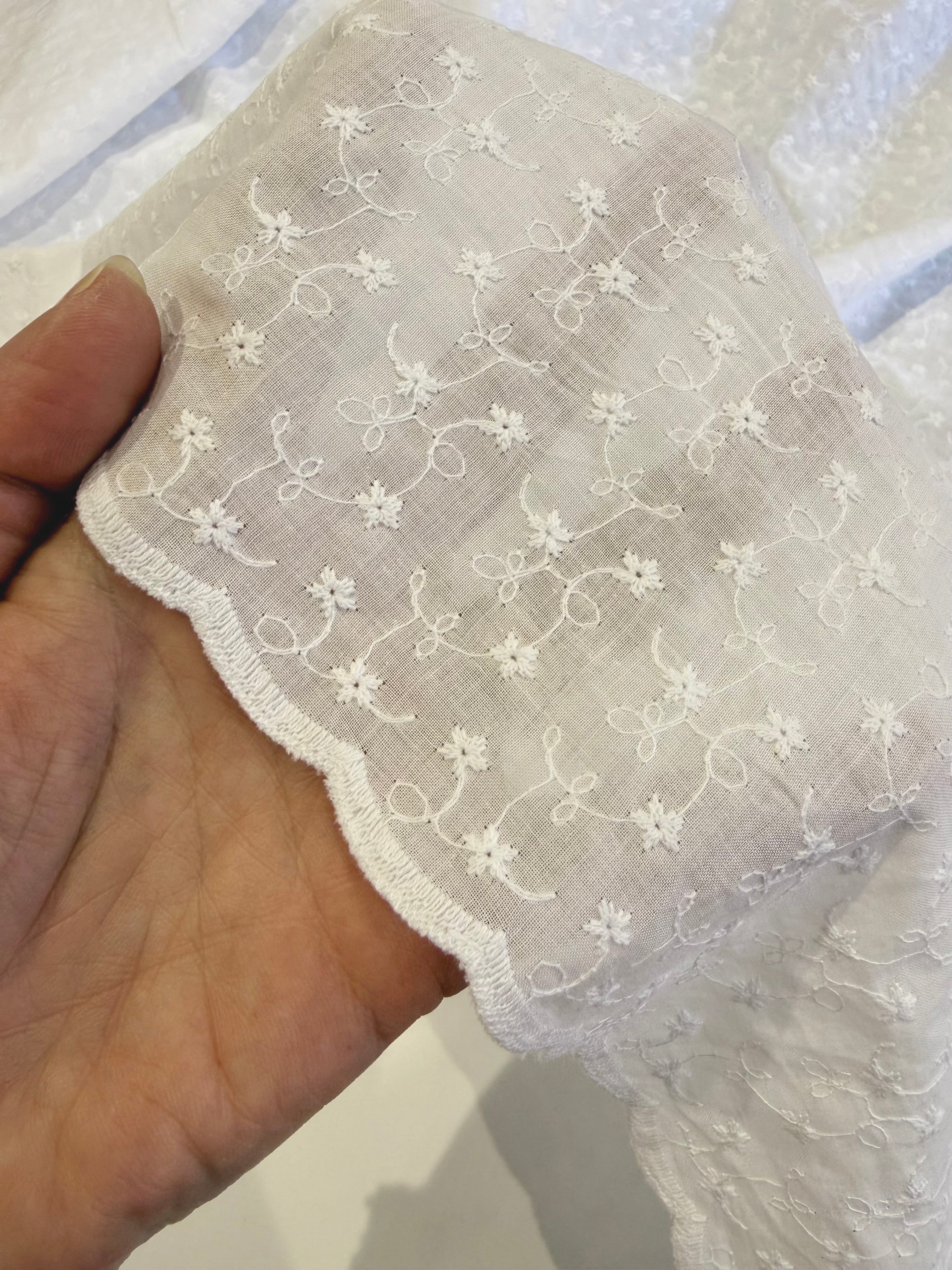 White Embroidered Cotton