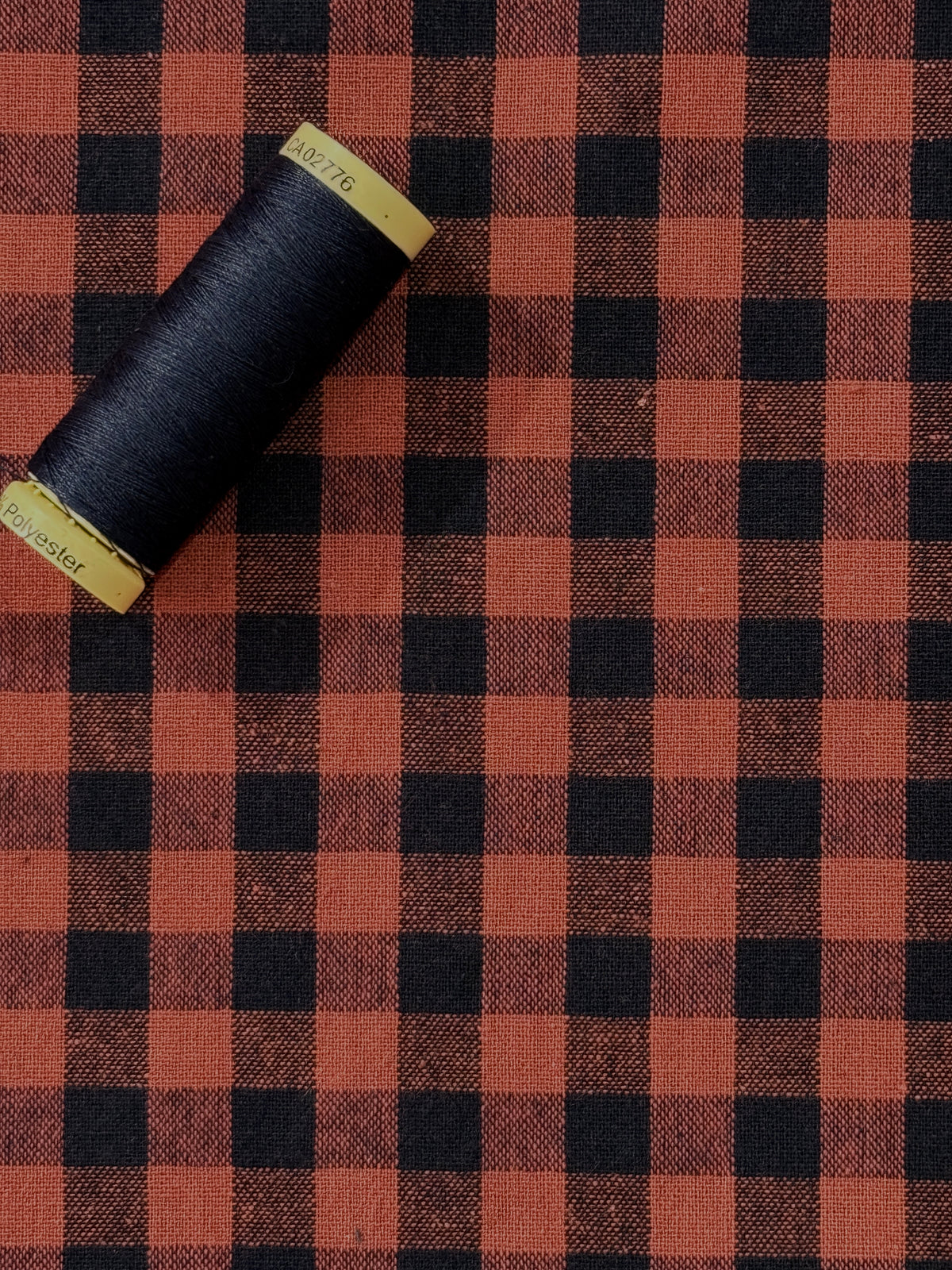 Koushi Gingham Check Japanese Yarn-Dyed Cotton Chambray by Lady McElroy - Terracotta