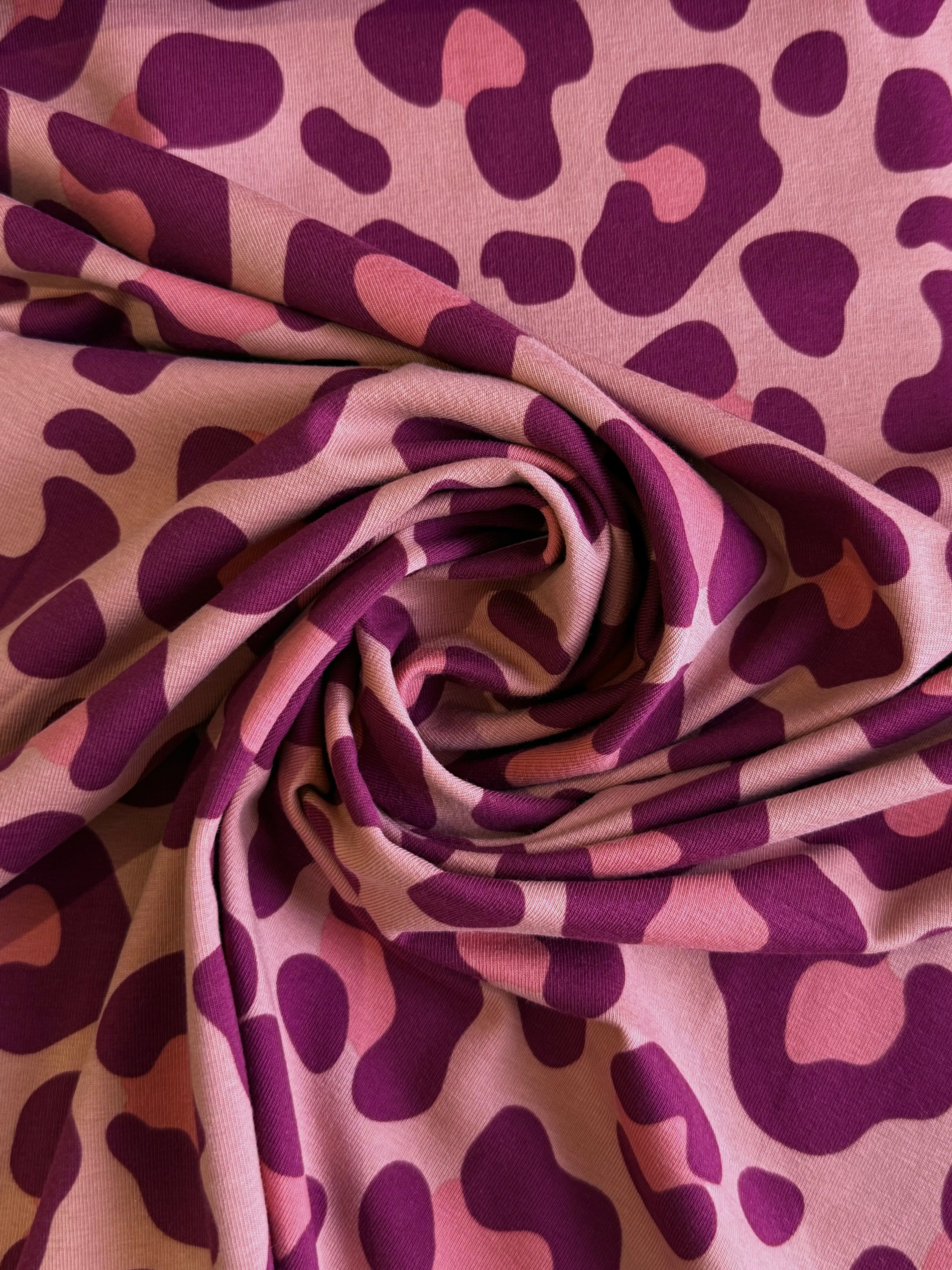 Old Rose Pink Leopard Cotton Jersey