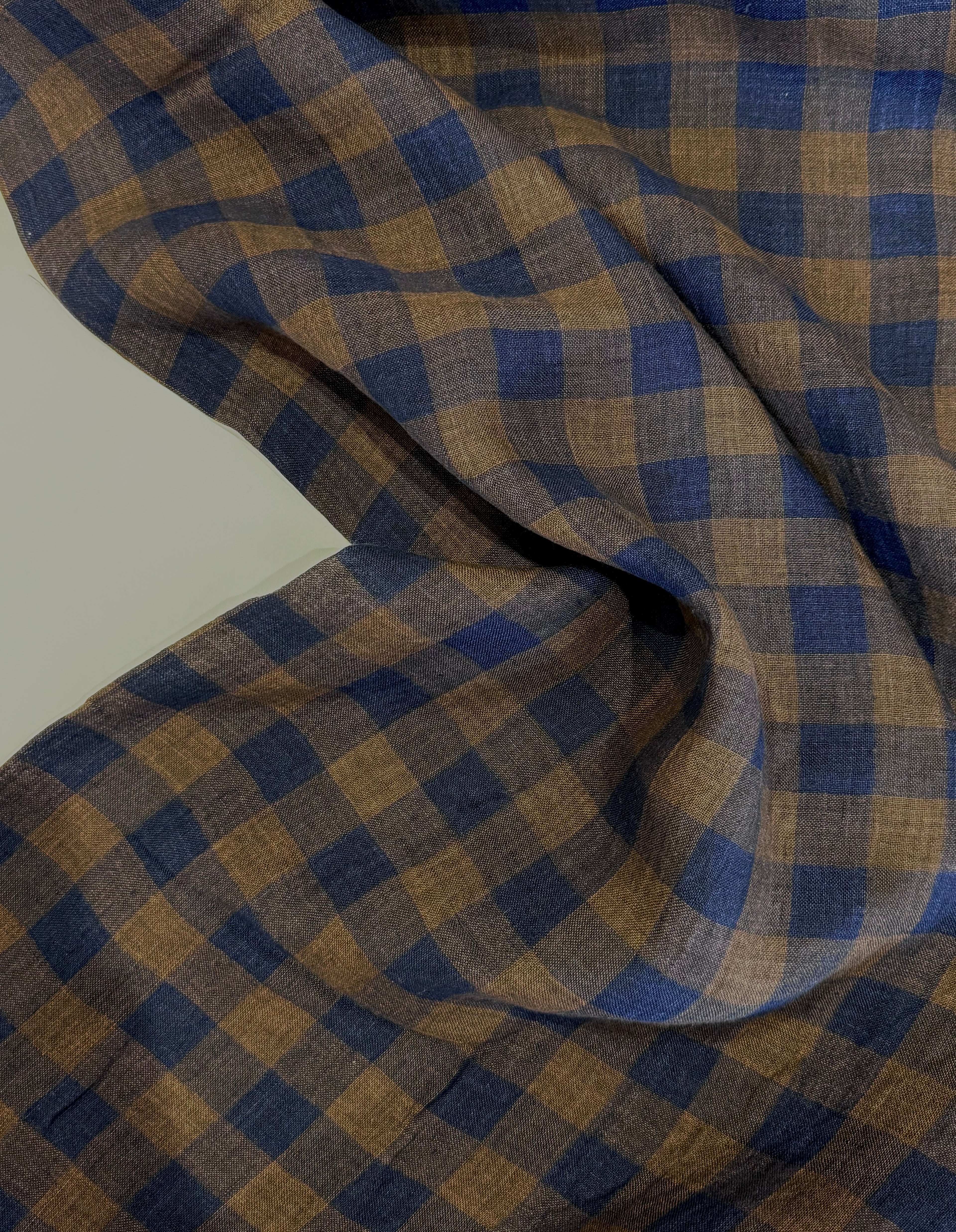 Gallery Gingham Laundered Pure Linen - Mocha - By Lady McElroy
