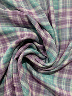 Lilac And Turquoise Check Double Gauze