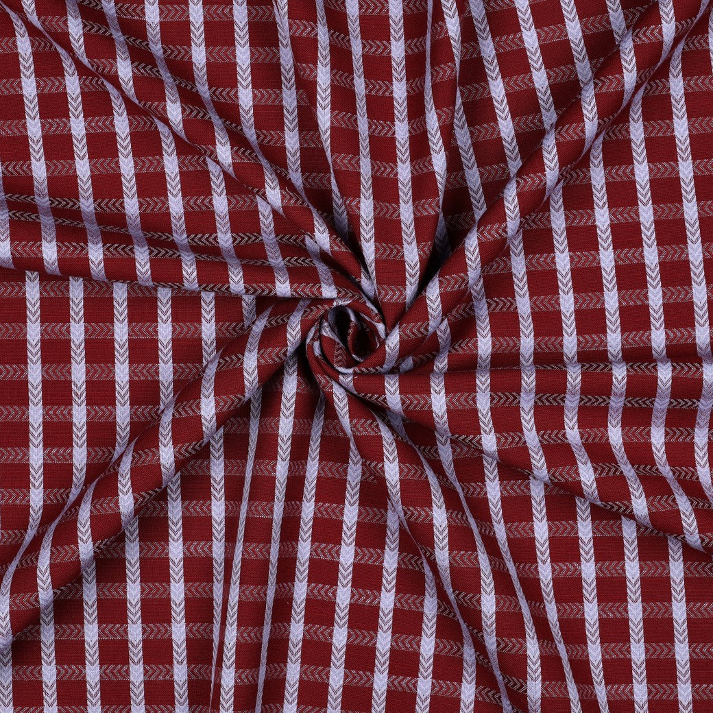 Burgundy Chevron Check Yarn Dyed Cotton