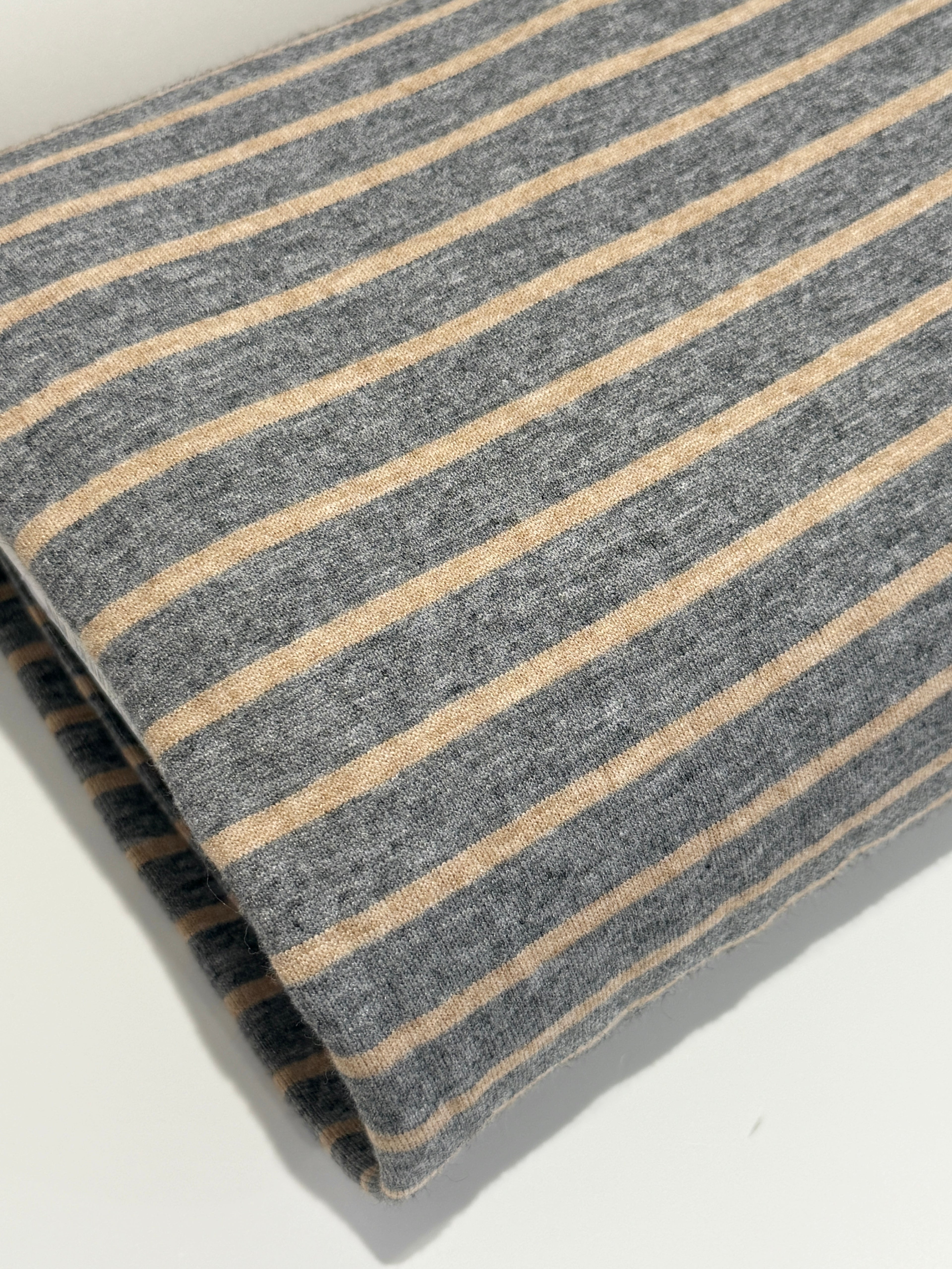 Classic Stripe Jacquard Knit -  Silver Grey