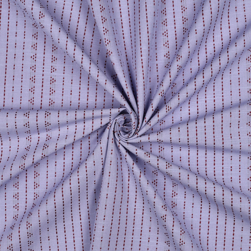 Lilac Dot Dash Stripe Yarn Dyed Cotton
