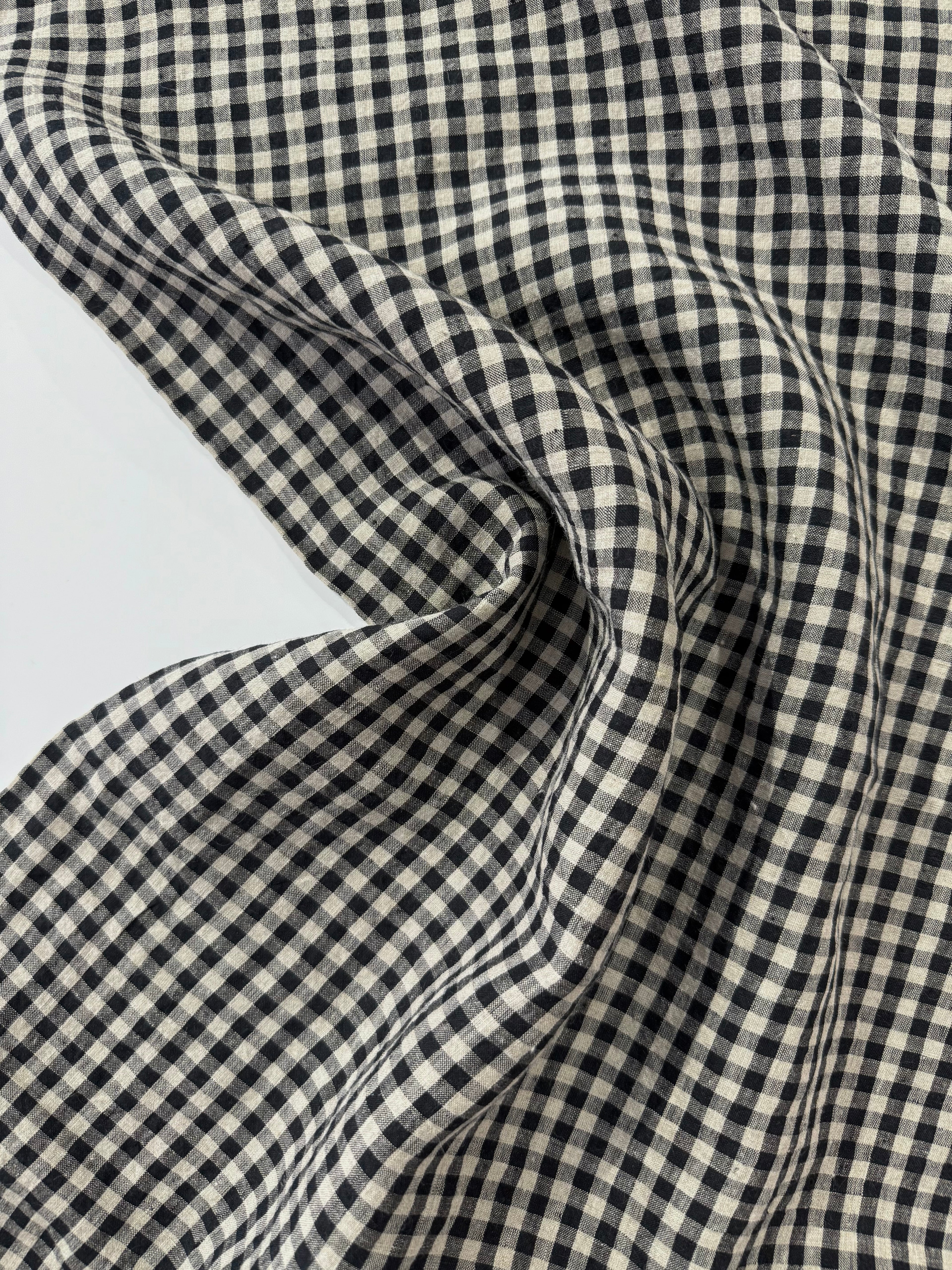 Homestead Gingham Laundered Linen - Black - By Lady McElroy