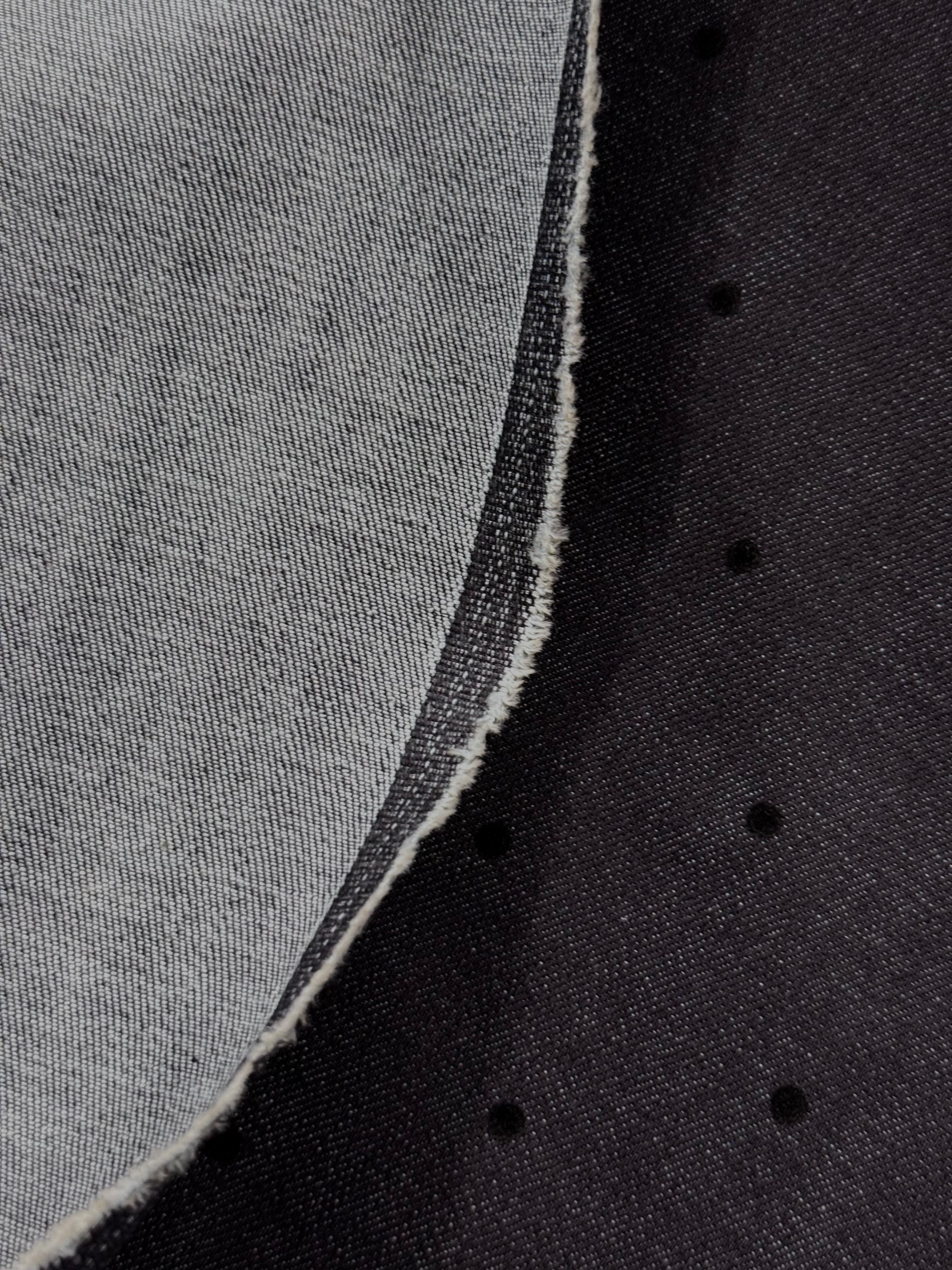 Flock Spot Stretch Indigo Denim
