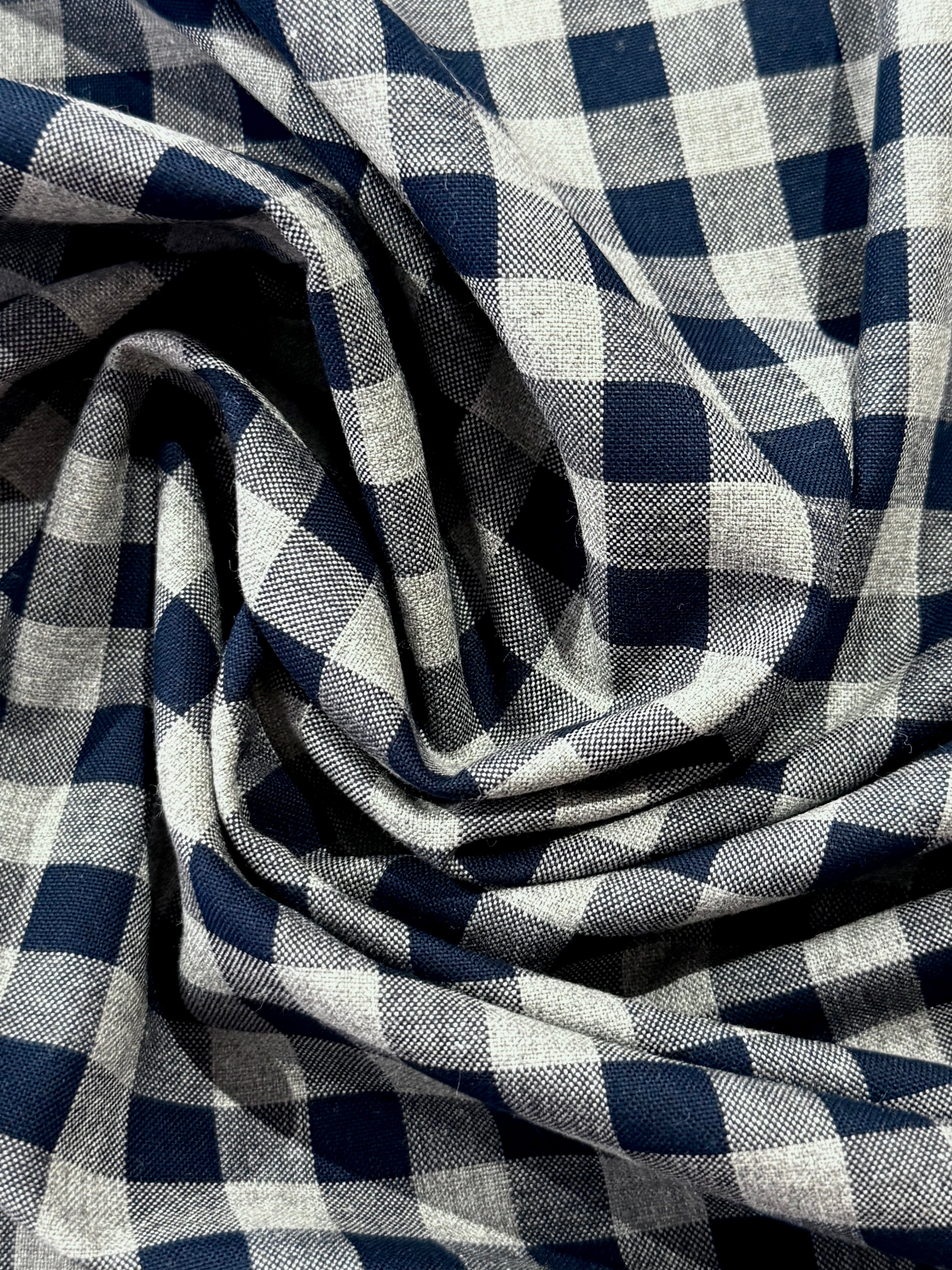 Blue & Grey Check Yarn-Dyed Oxford Cotton – Ex Paul Smith Deadstock