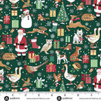 Friends Green MU230G - Country Christmas By Makower UK Individual Fat Quarter