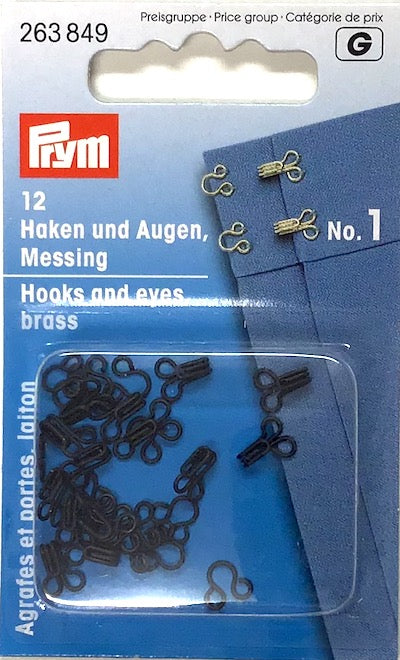 Prym 263849 Black Hooks &amp; Eyes No. 1