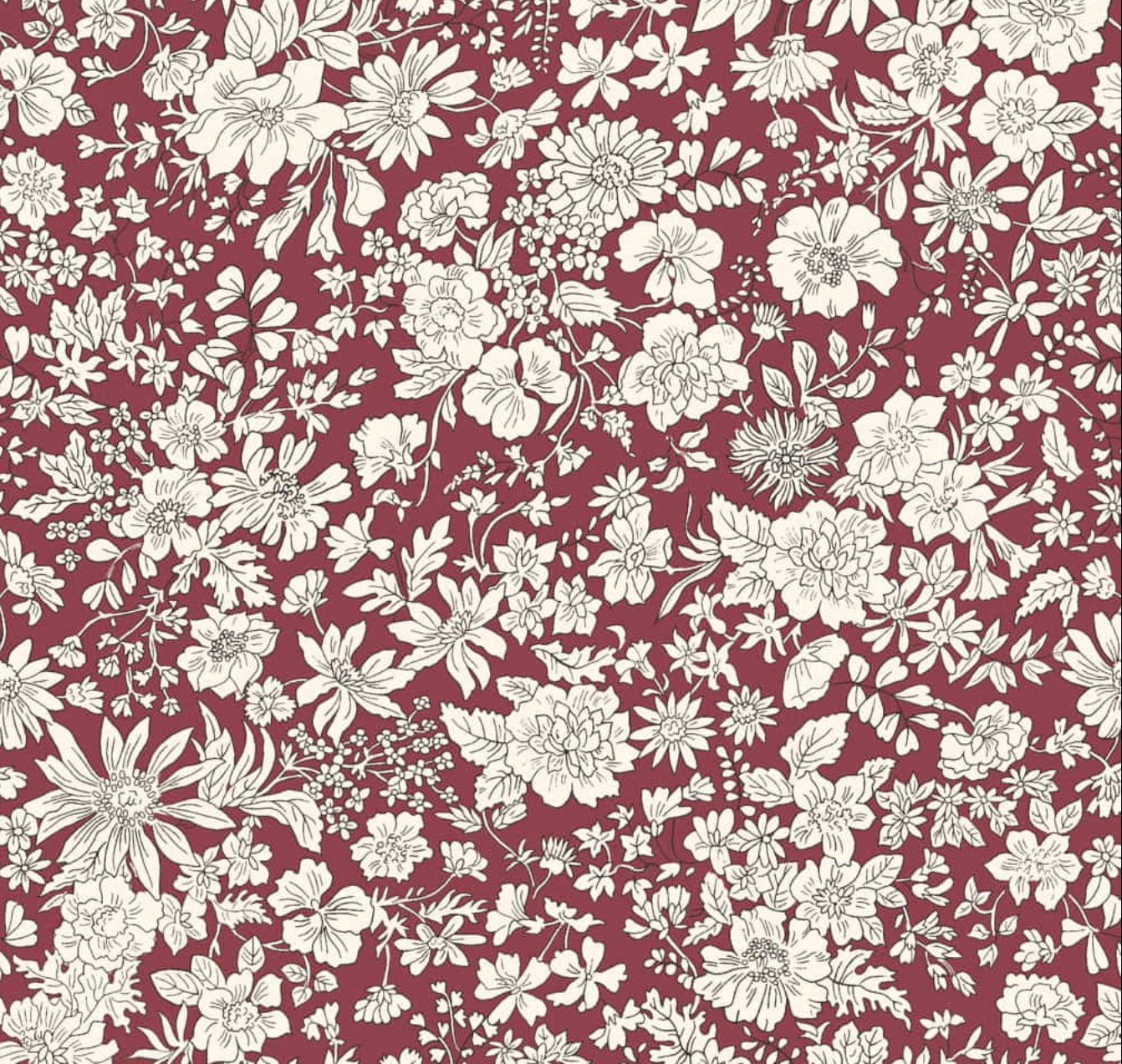 Emily Belle Lasenby Cotton Individual Fat Quarter By Liberty Fabrics - Claret (Jewel Tones) 01666435 A