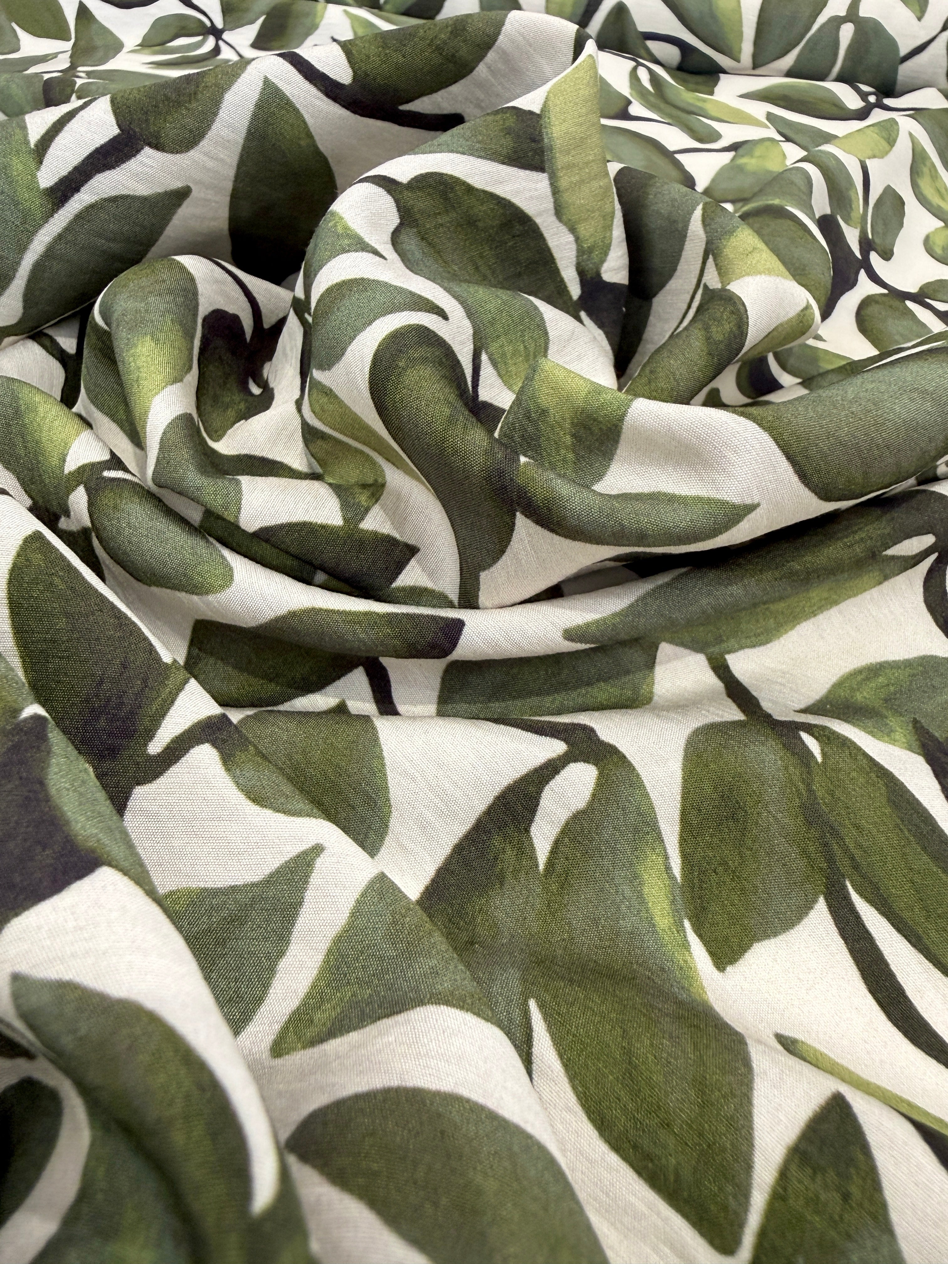 Painterly Leaf Viscose Blend