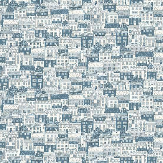 Driftwood Cottages Blue 173/B By Makower UK