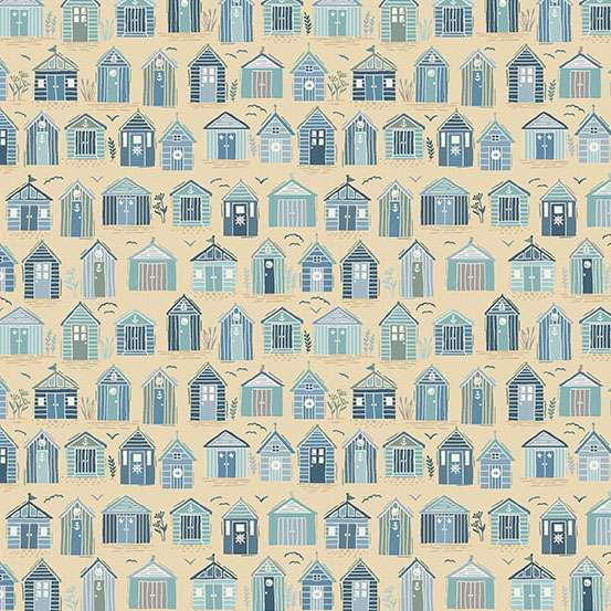 Driftwood Beach Huts Mid Cream 174/Q5 By Makower UK