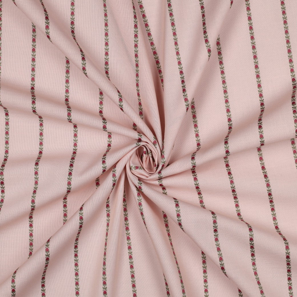 Pale Pink Jacquard Flower Stripe Cotton