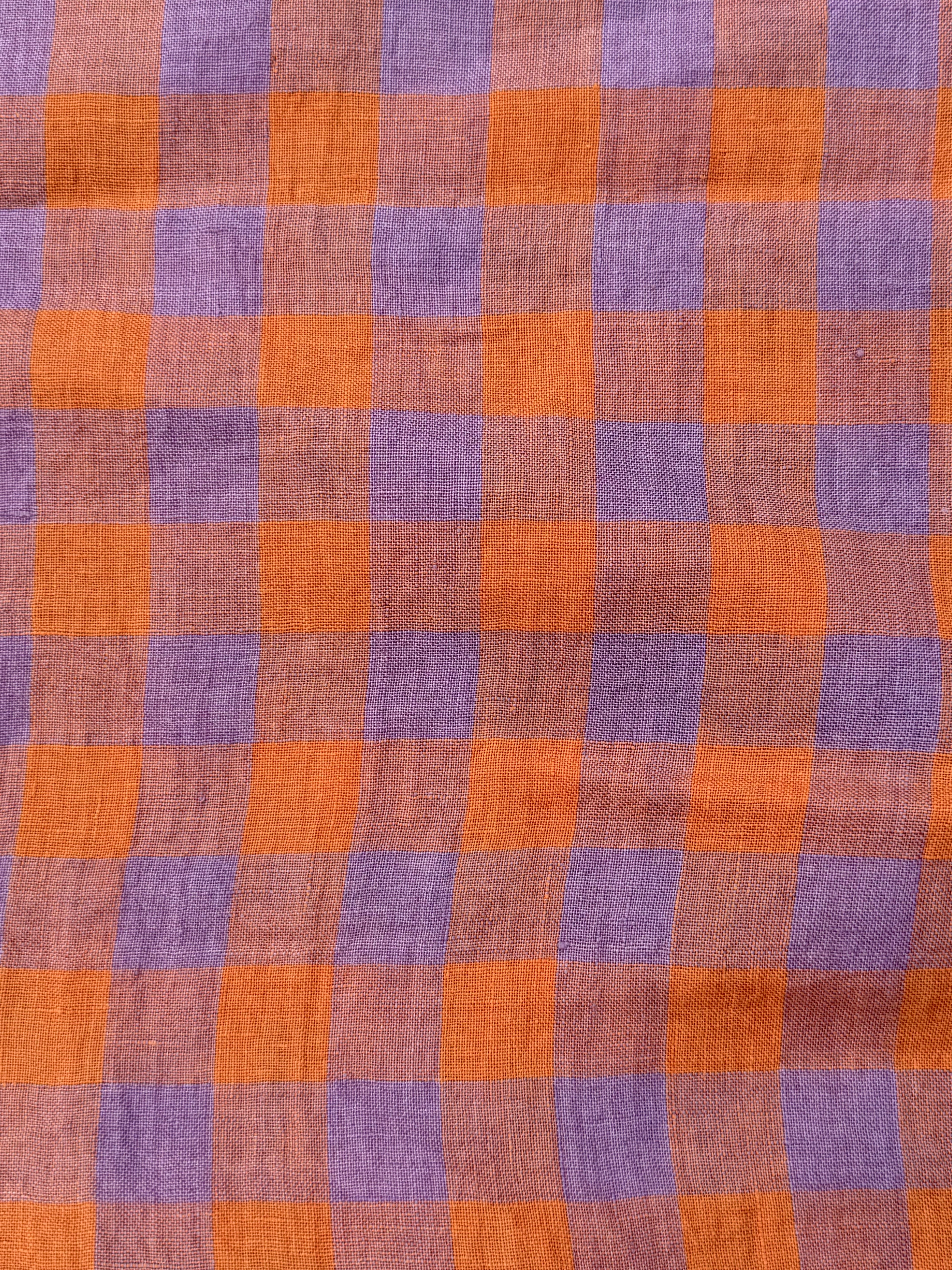 Gallery Gingham Laundered Pure Linen - Tangerine - By Lady McElroy