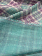 Lilac And Turquoise Check Double Gauze