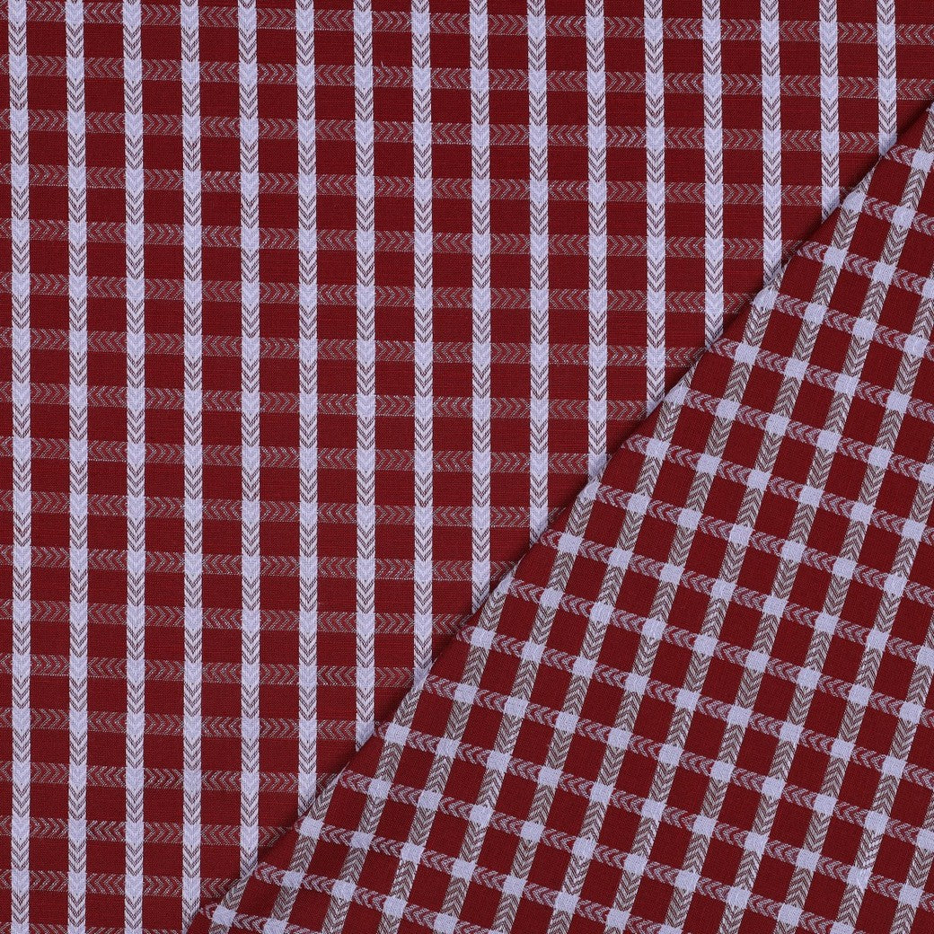 Burgundy Chevron Check Yarn Dyed Cotton