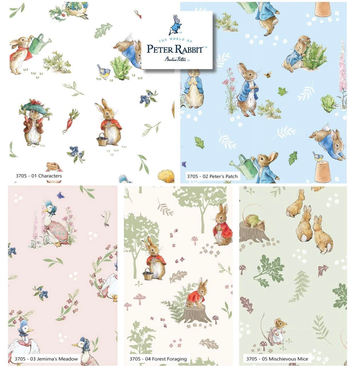 Peter Rabbit - Tales Of The Burrow - 5 Fat Quarter Bundle