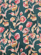 Vintage Blooms Viscose Satin - Teal