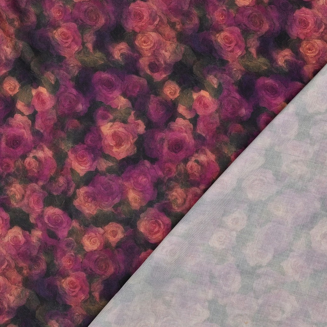 Damson Rose Viscose Satin