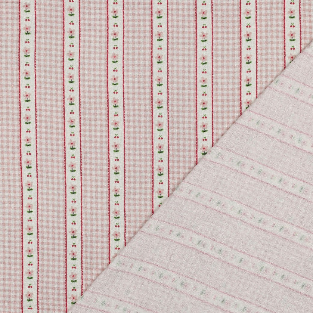 Lillia Gingham Stripe Double Gauze 89cm Remnant