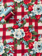 Floral Gingham Check Cotton Viscose Blend