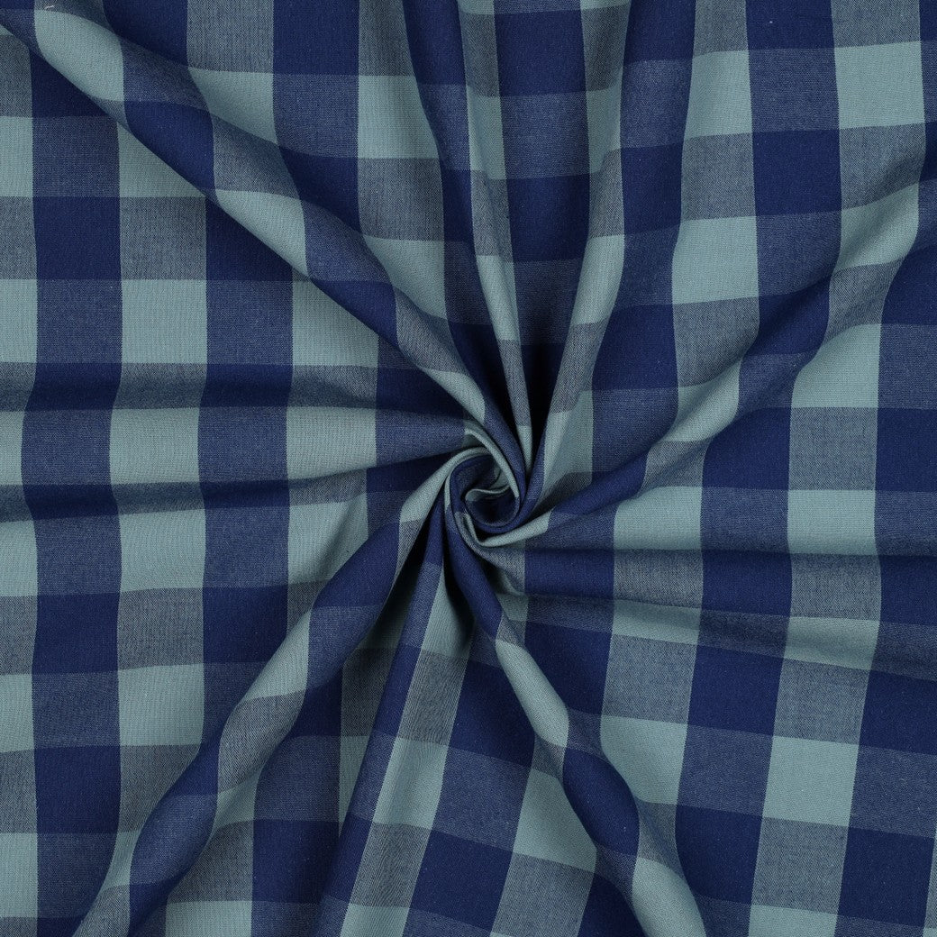 Blue And Green Cotton Yarn Dyed Check