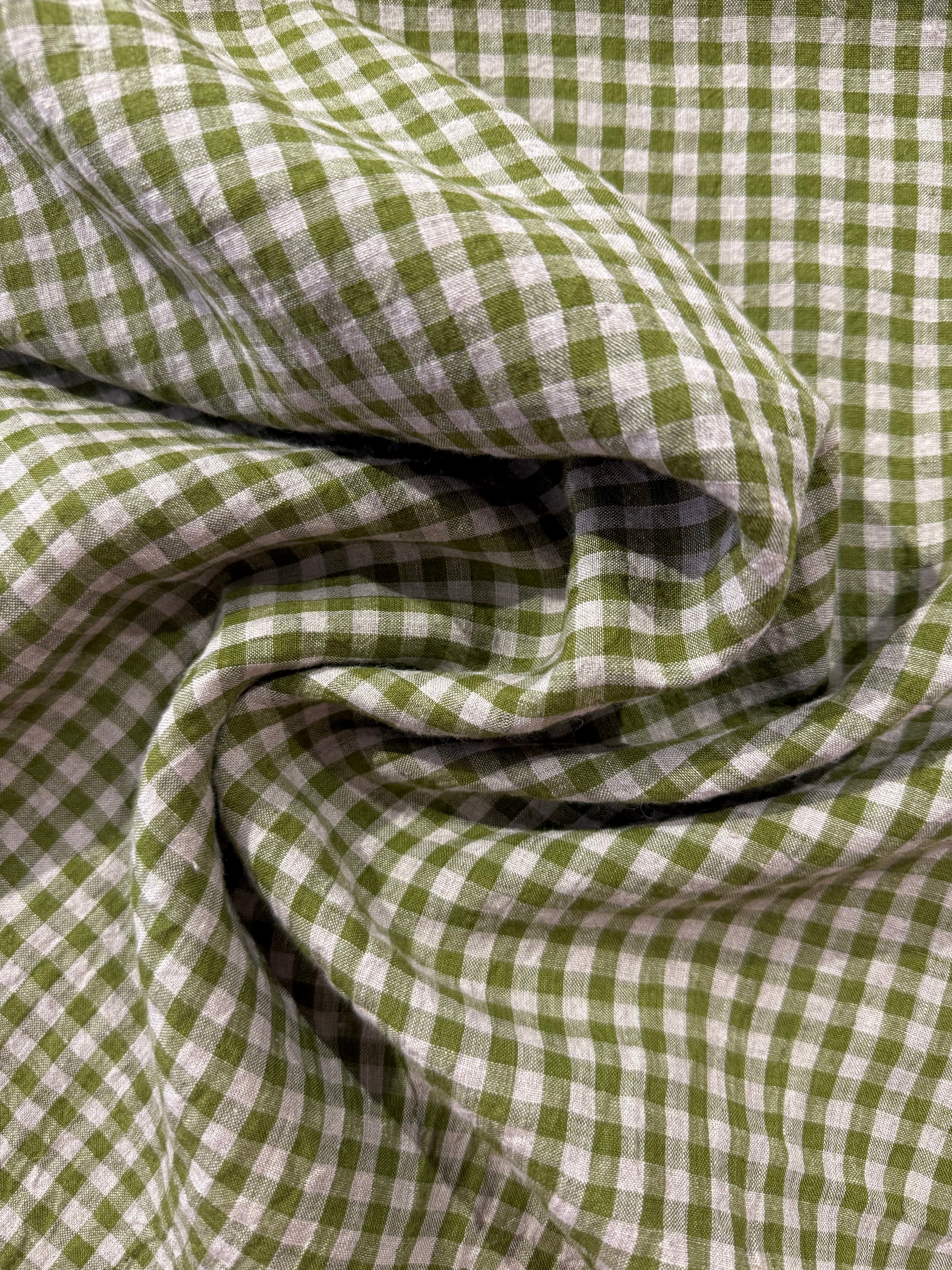 Homestead Gingham Laundered Linen - Kiwi Green - By Lady McElroy