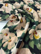 Painted Meadow Green Sandwashed Silk-Mix Crepe De Chine By Lady McElroy