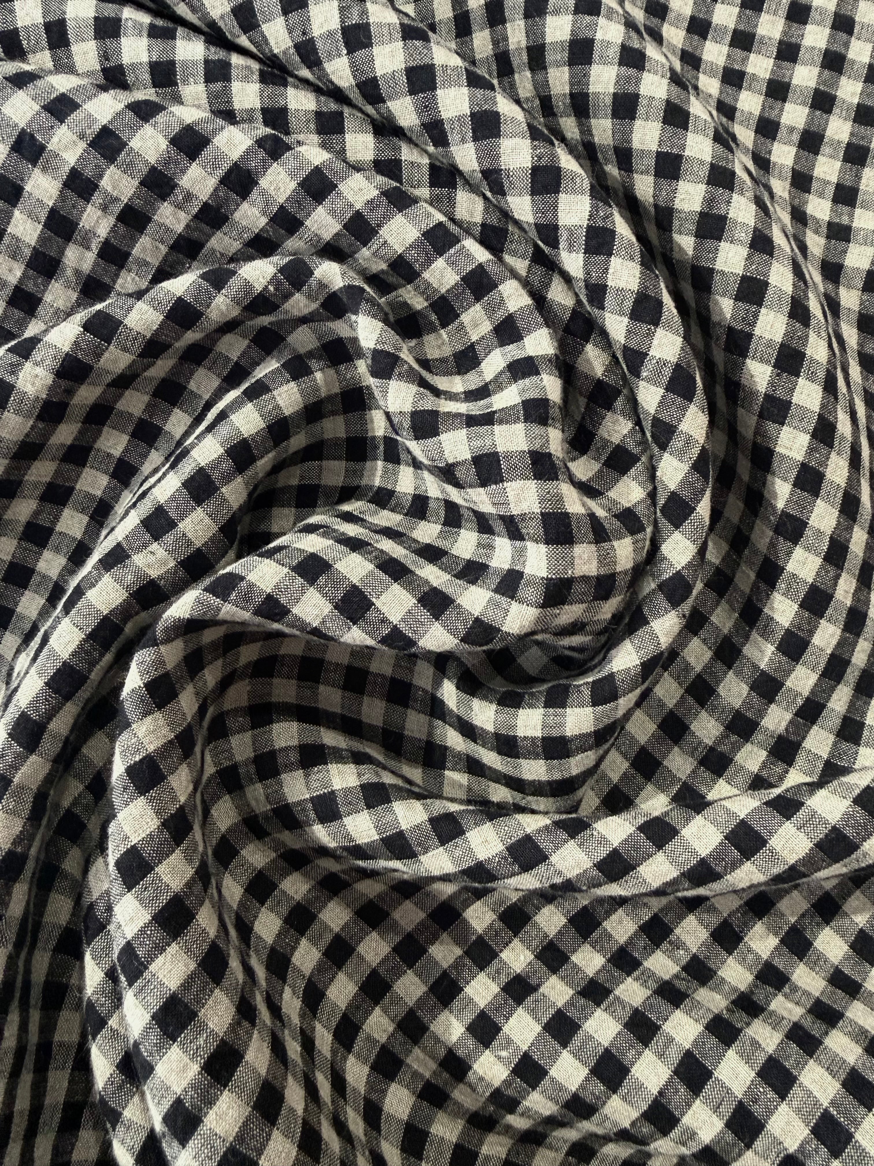 Homestead Gingham Laundered Linen - Black - By Lady McElroy