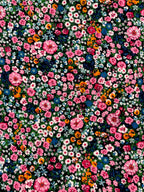 Wildflower Meadow Black Viscose Crêpe