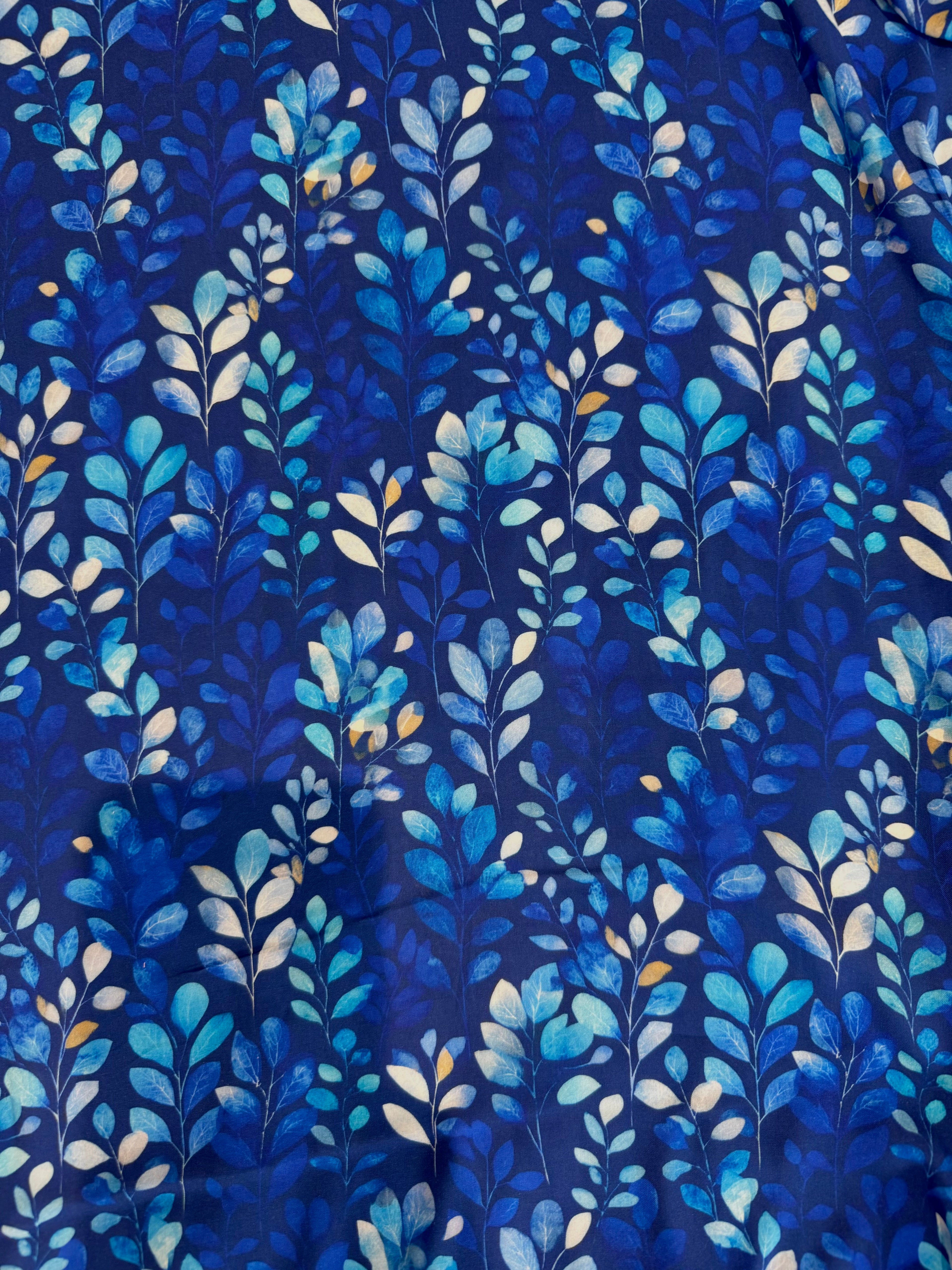 Colbalt Flowers Viscose Lawn