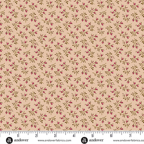 Ayla - Floral Calico Faded A-1726-E By Max and Louise For Andover Textiles Fat Quarter