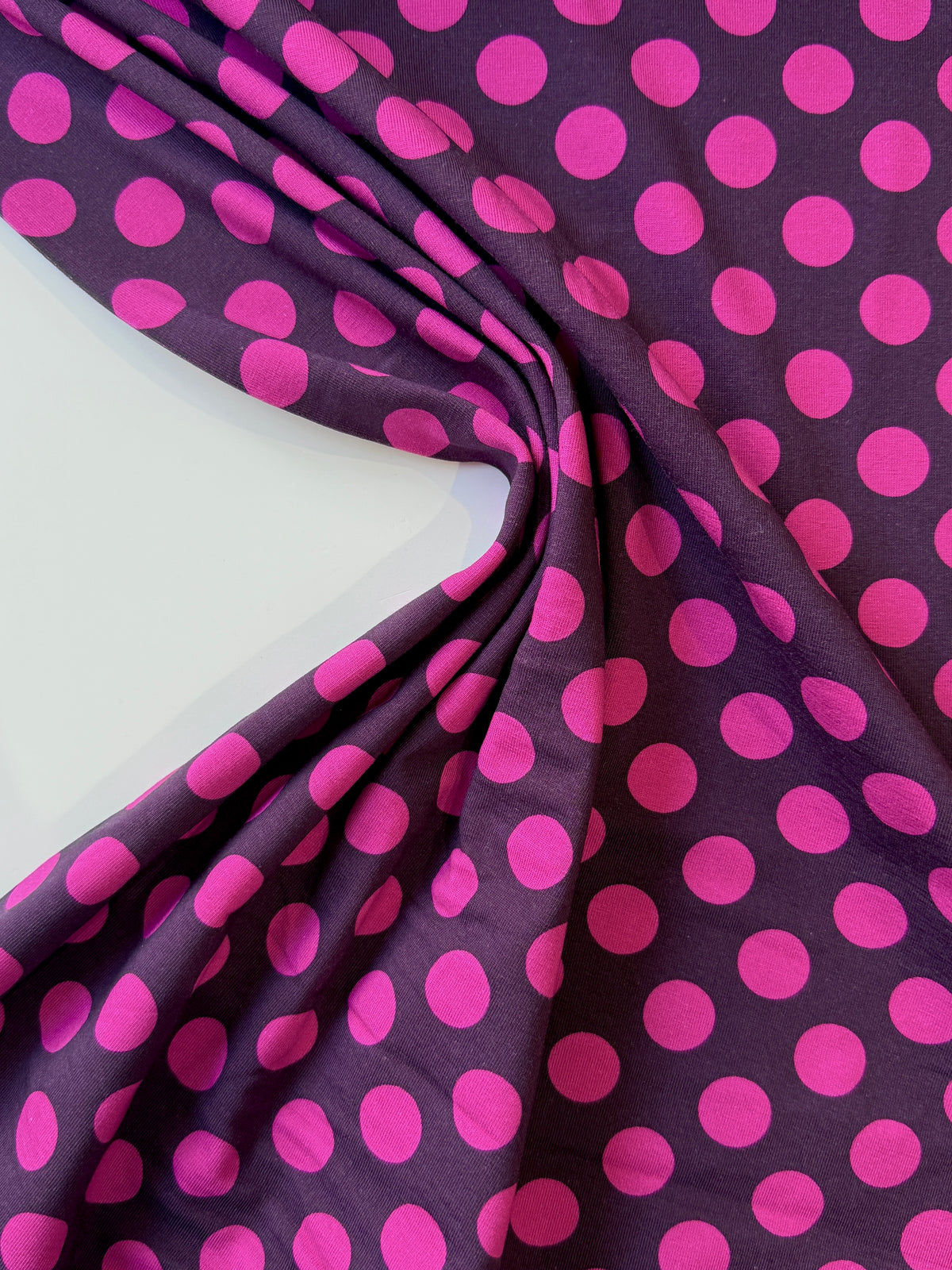 Plum And Pink Polka Spots Cotton Jersey By Stof Of Denmark