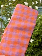 Gallery Gingham Laundered Pure Linen - Tangerine - By Lady McElroy