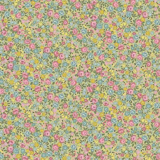 Petite Fleur By Makower UK - Rose Green - 181-G Fat Quarter