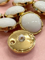 White And Gold Domed 22mm Buttons