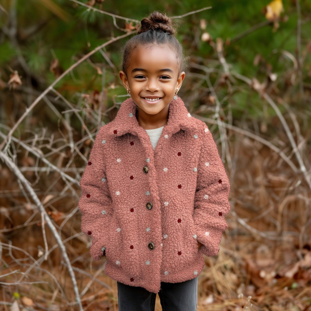 Autumn Meadow Embroidered Sherpa Teddy